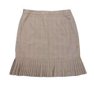 Vintage Y2K Versailles Tan and Pink Plaid Pleated Knee Length Skirt 12